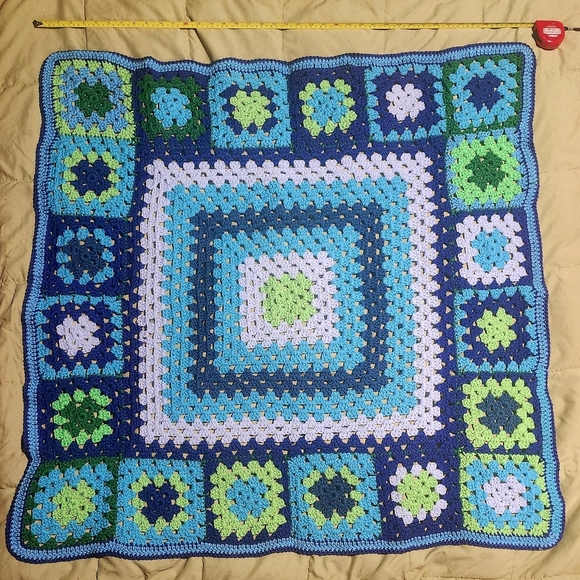 Handmade Other - Handmade Blue And Green 40" By 40" Crochet Blanket